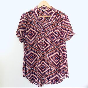 3/25 SALE Lucky Brand Aztec Print Henley Blouse XL